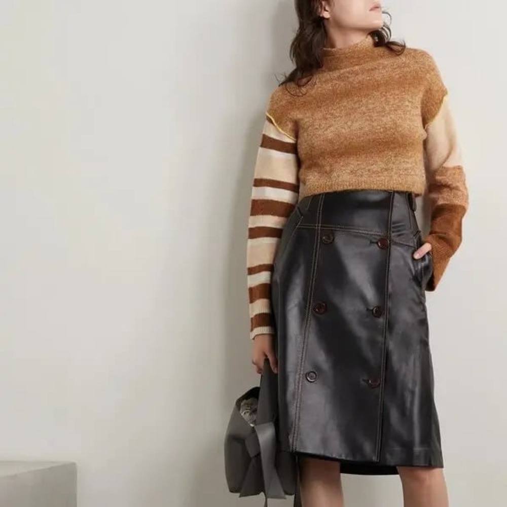 Acne studio cropped patchwork knitted turtleneck sweater